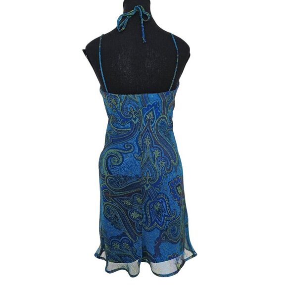Women's Green/Blue Paisley Print Summer Dress By City Triangles, Size 7 - Picture 2 of 15